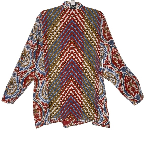 KOOS of Course! Reversible Silk Red Gingham & Bold Print Jacket Blazer 1X - Picture 8 of 13